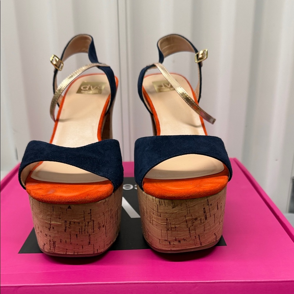 DV by Dolce Vita Navy and Orange Platform Sandals